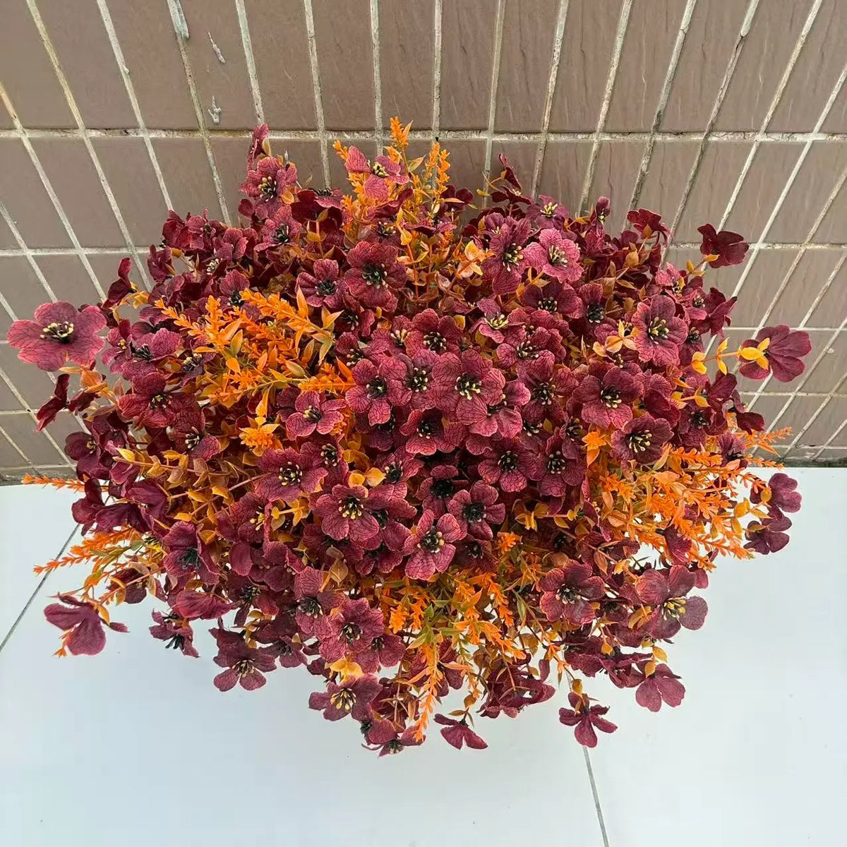 Burgundy and Orange Artificial Flower Stem Bundle