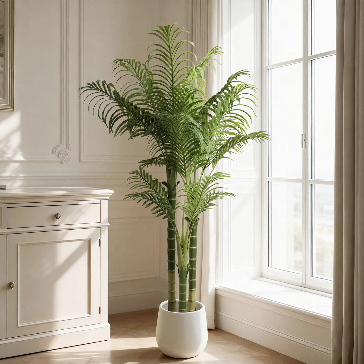 Artificial Areca Palm Tree In White Round Pot