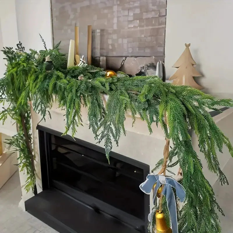 Green Artificial Pine Garland for Mantels