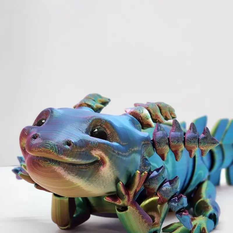 Articulated Axolotl Figurine in Rainbow Metallic Finish