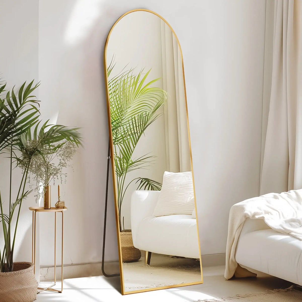 Gold Frame Arched Full Length Floor Mirror