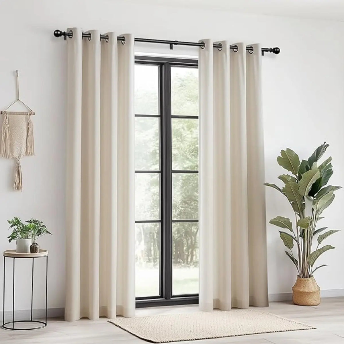 Black Metal Curtain Rod With Ball Finials