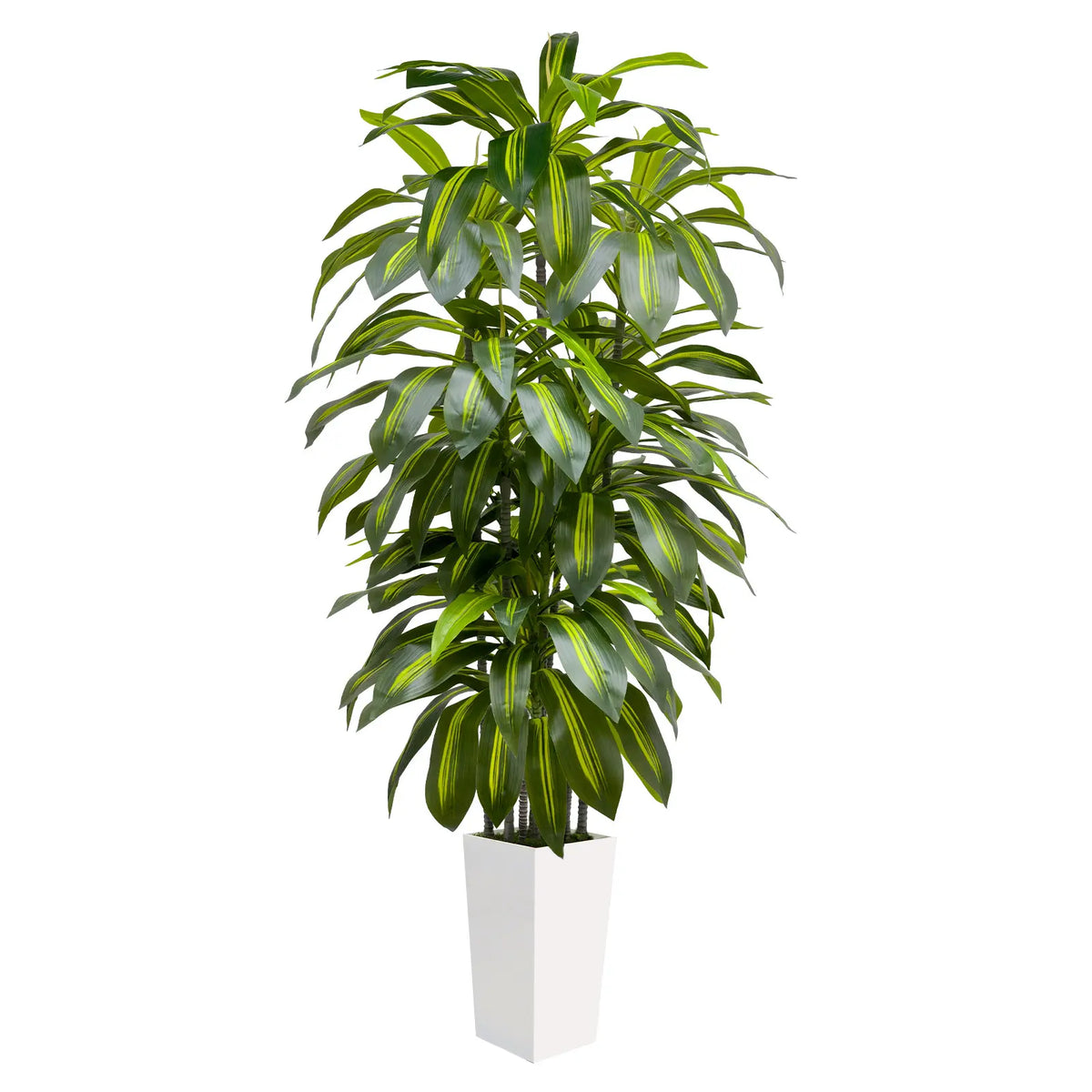 Tall Artificial Floor Plant in White Planter