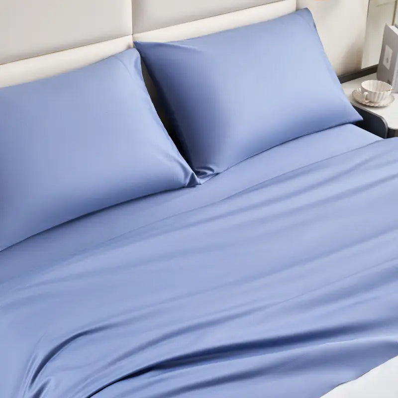 Blue Cotton Sheet Set With Matching Pillowcases