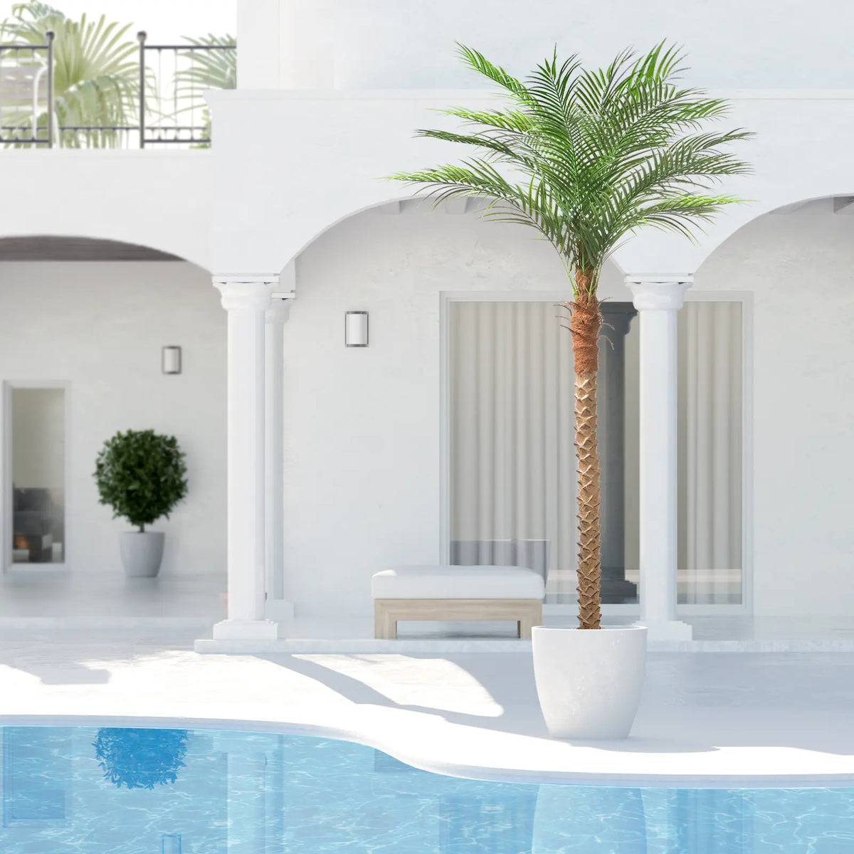 Artificial Palm Tree in White Round Planter