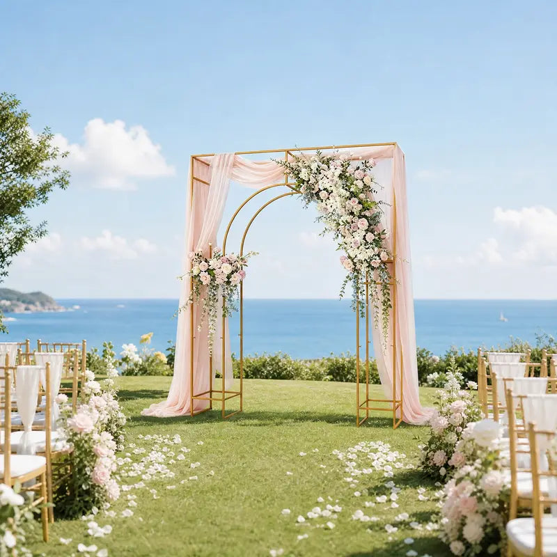 Gold Metal Square Arch Backdrop Stand