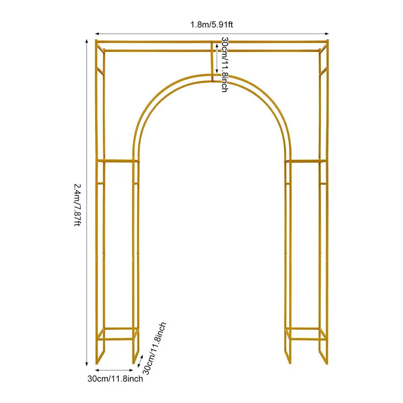 Gold Metal Square Arch Backdrop Stand