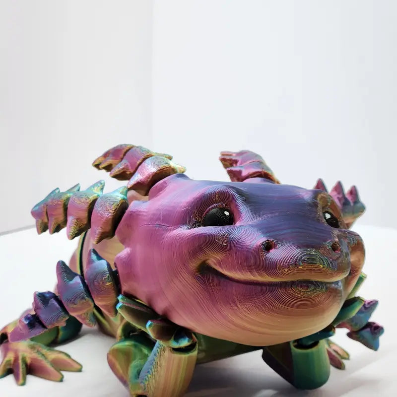 Articulated Axolotl Figurine in Rainbow Metallic Finish