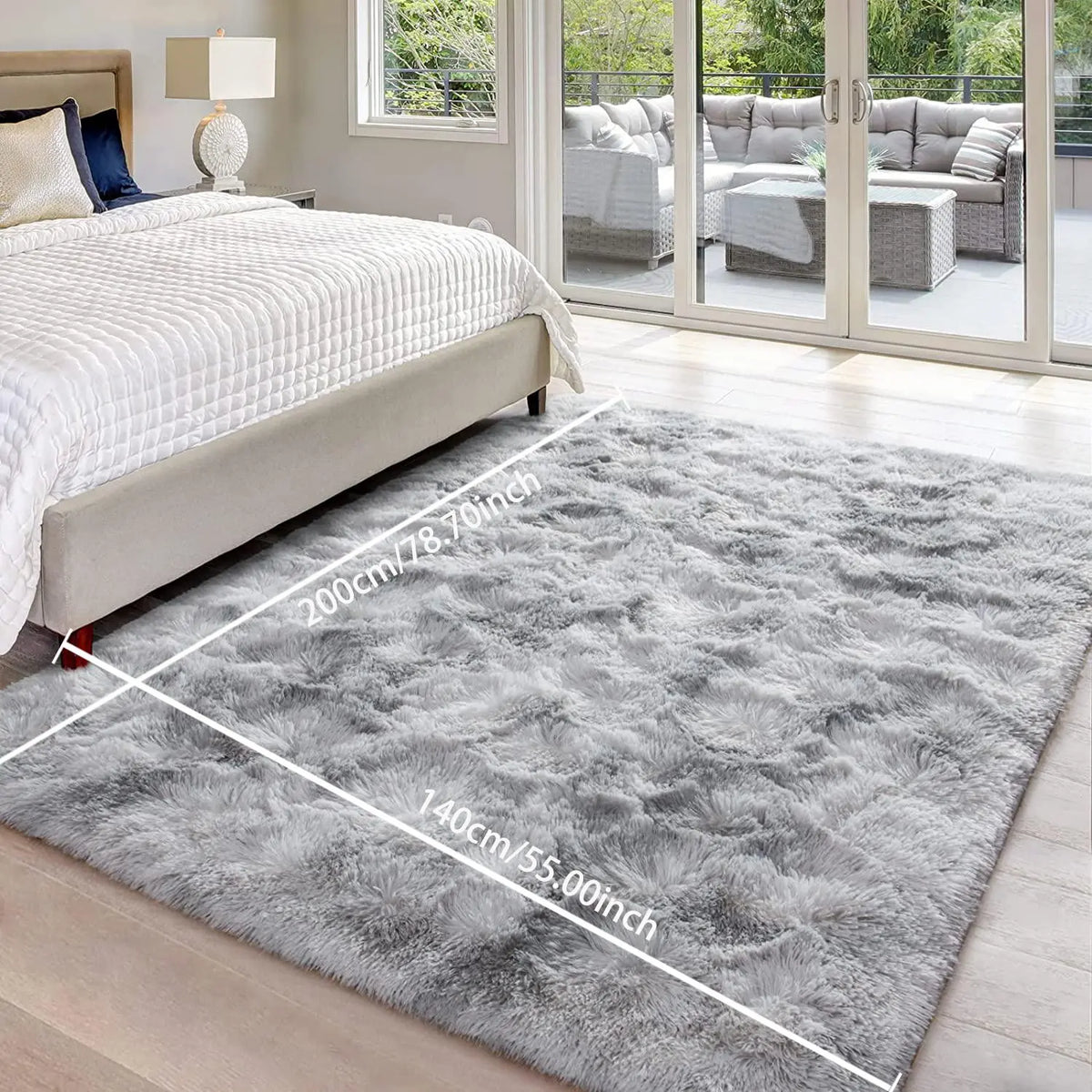 Charcoal Black Shaggy Rectangular Area Rug