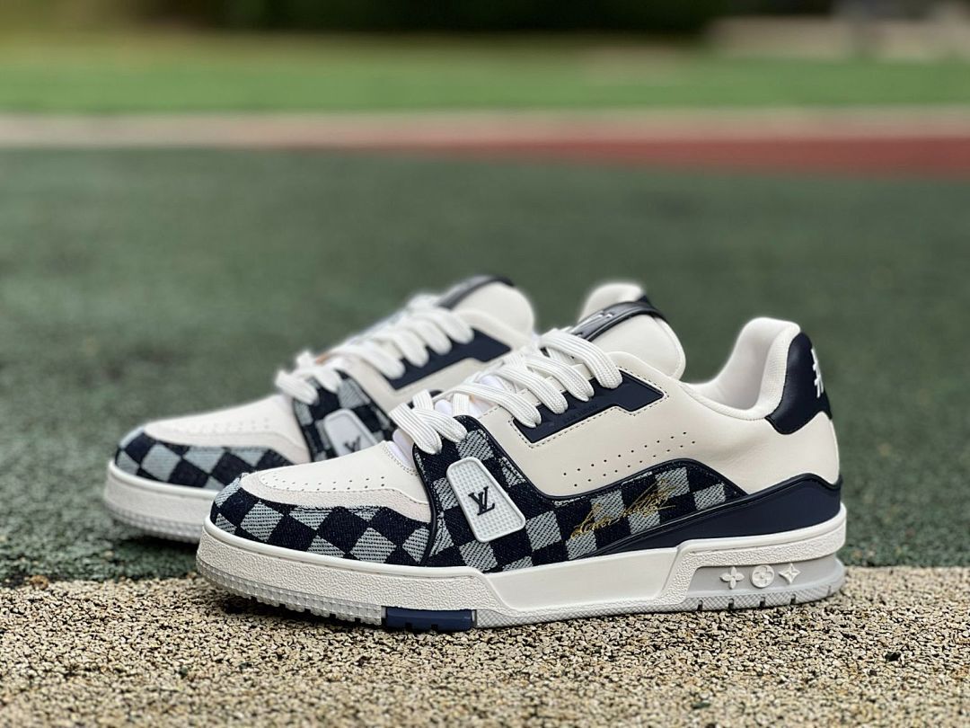 Louis Vuitton LV Trainer Sneaker Damier Monogram Denim Blue White