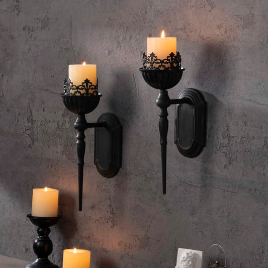 Black Iron Wall Sconces for Pillar Candles