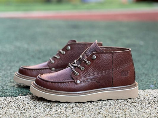 Caterpillar Men's Founder Moc Toe Chukka Boots Brown Leather