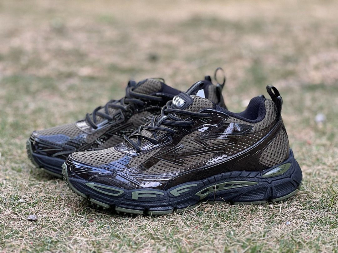 Off-White Lightning Trail Sneakers Olive Green Black