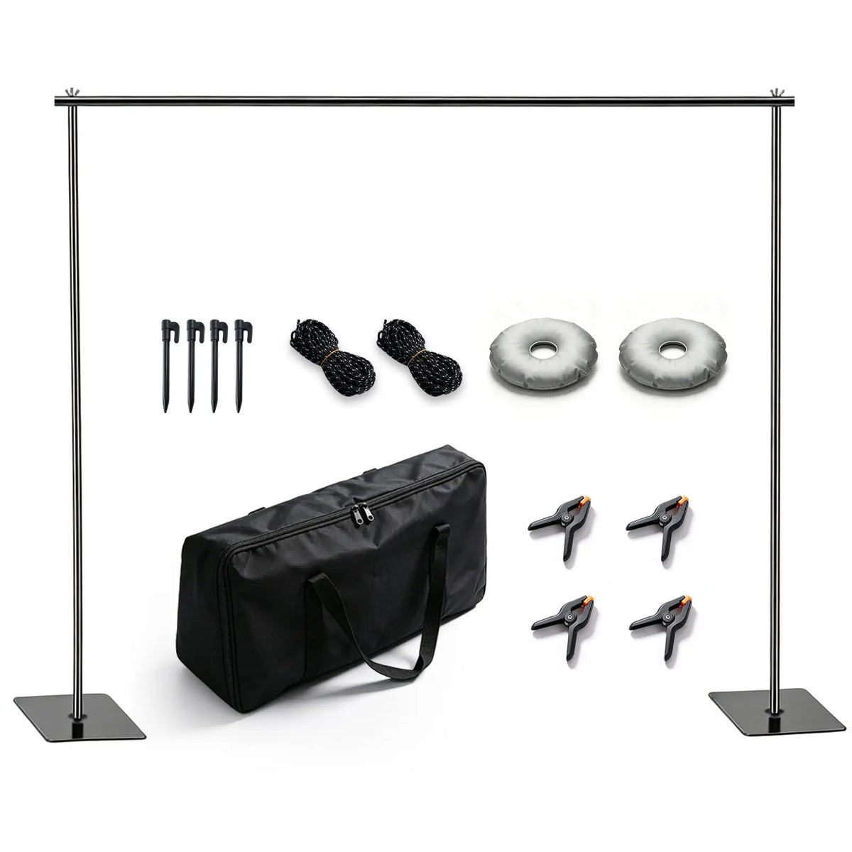 Adjustable Black Backdrop Stand Kit with Carry Bag