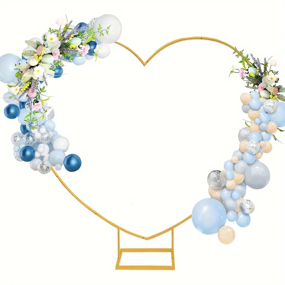 Gold Heart-Shaped Metal Backdrop Frame With Balloons
