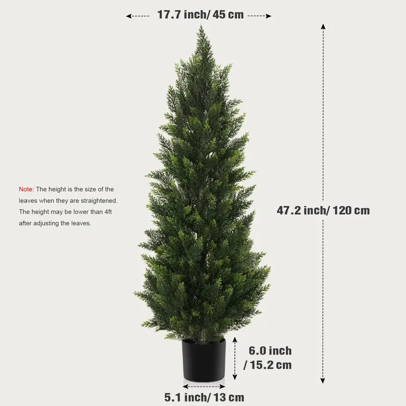 Pair of Artificial Cypress Trees in Black Pots
