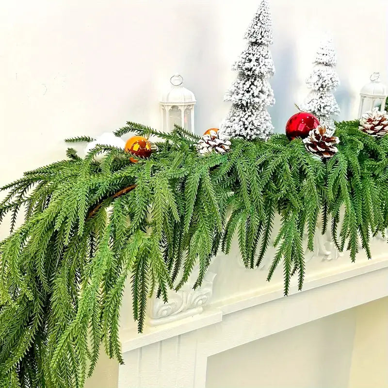 Green Artificial Pine Garland for Mantels