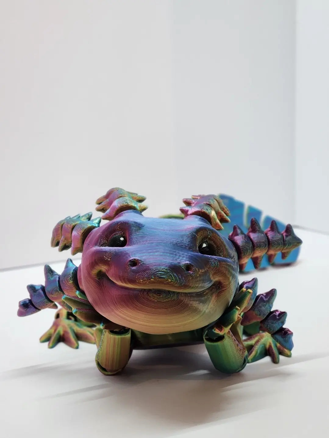 Articulated Axolotl Figurine in Rainbow Metallic Finish