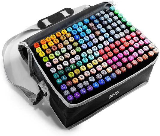 Dual-Tip Marker Pen Set in Black Carry Case