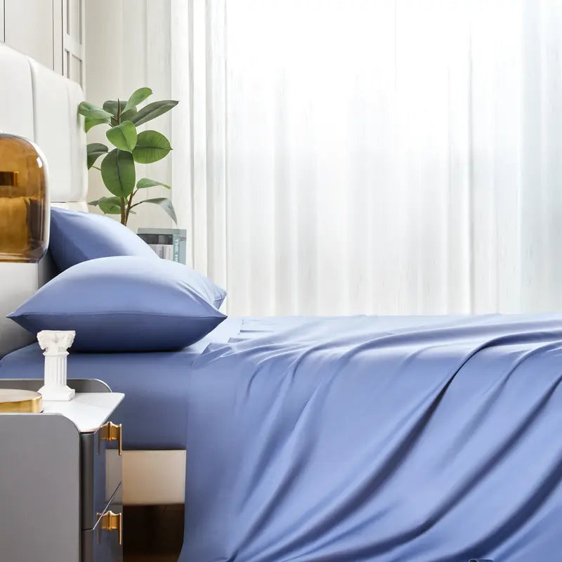 Blue Cotton Sheet Set With Matching Pillowcases
