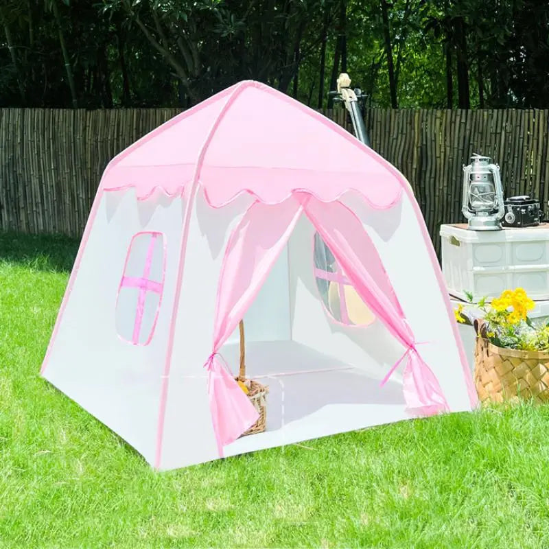 Pink and Cream Fabric Play Tent with Flowers