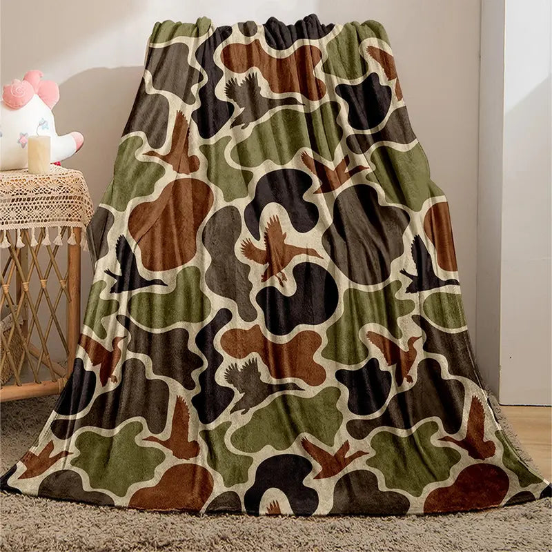 Soft Camouflage Print Flannel Throw Blanket