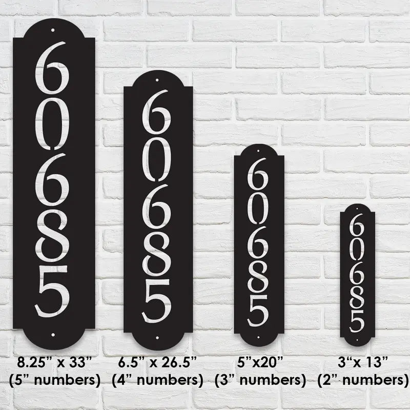 Black Vertical Metal House Number Plaque