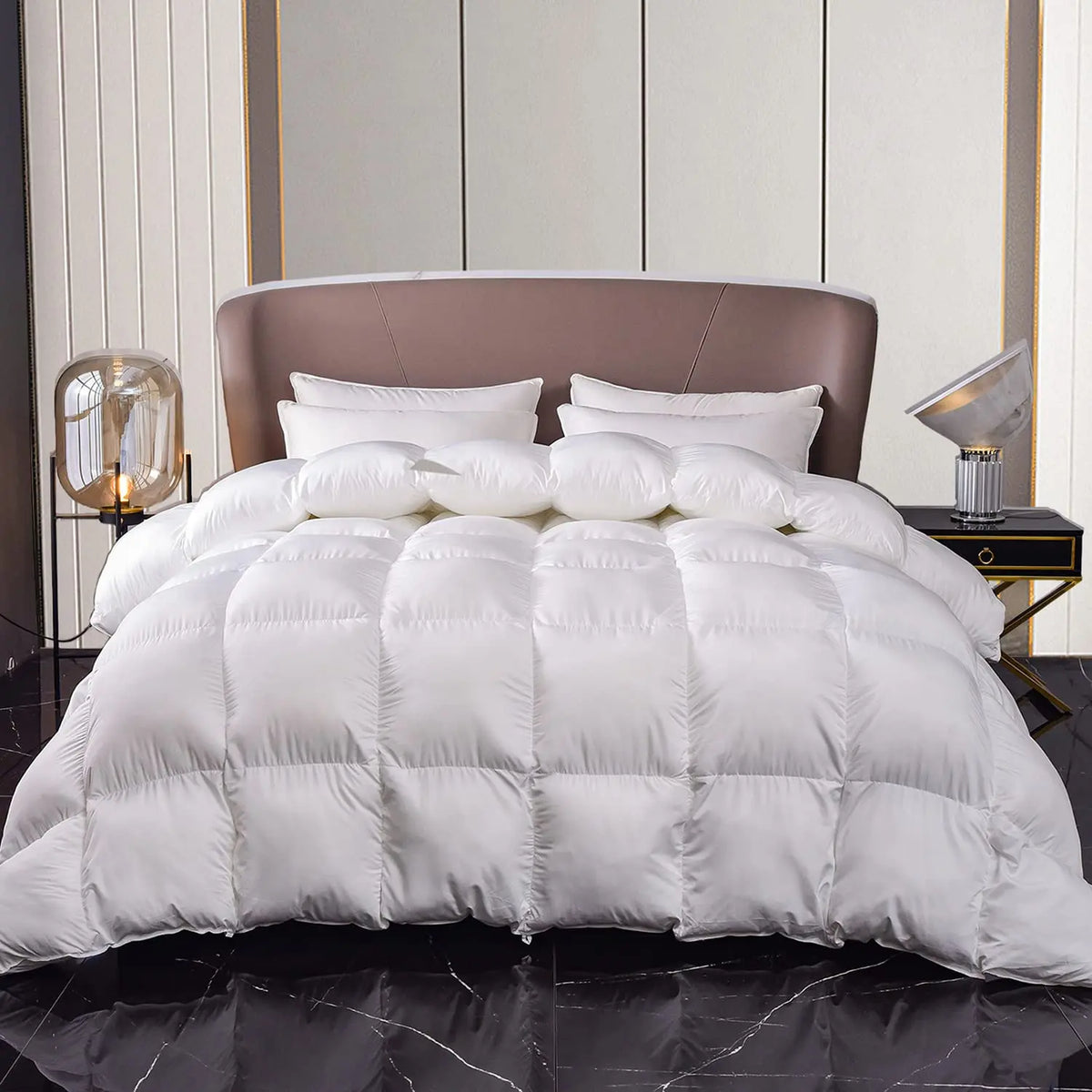 White Box-Stitched Quilted Comforter Insert