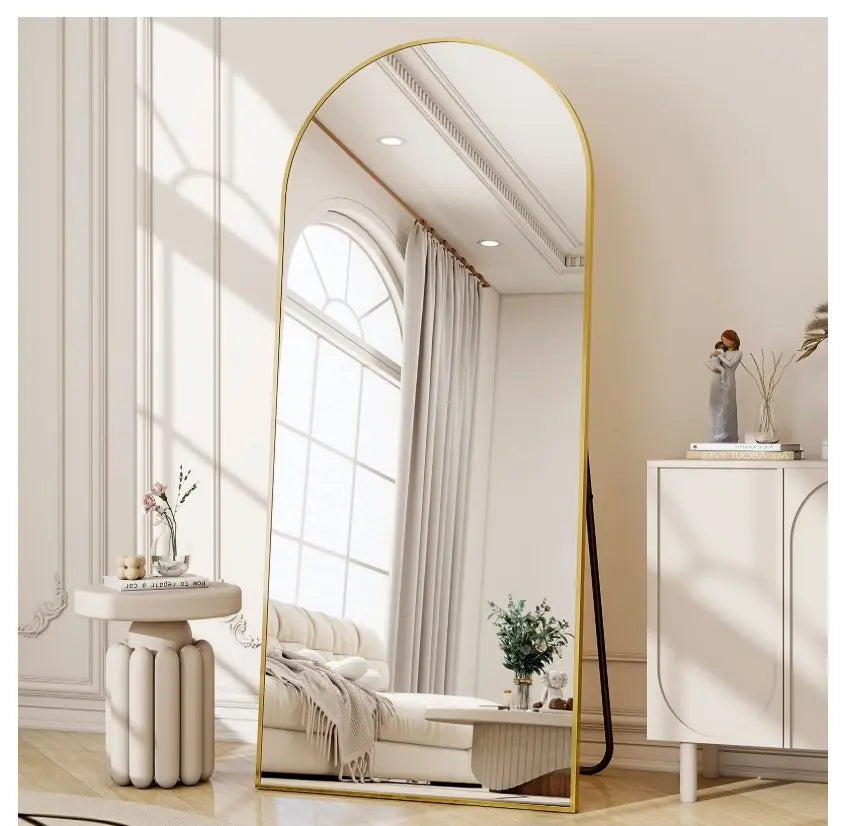 Gold Frame Arched Full-Length Standing Mirror