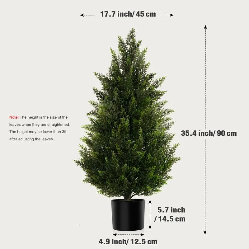 Pair of Artificial Cypress Trees in Black Pots