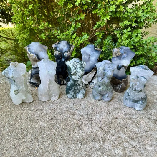 Carved Agate Crystal Torso Figurines