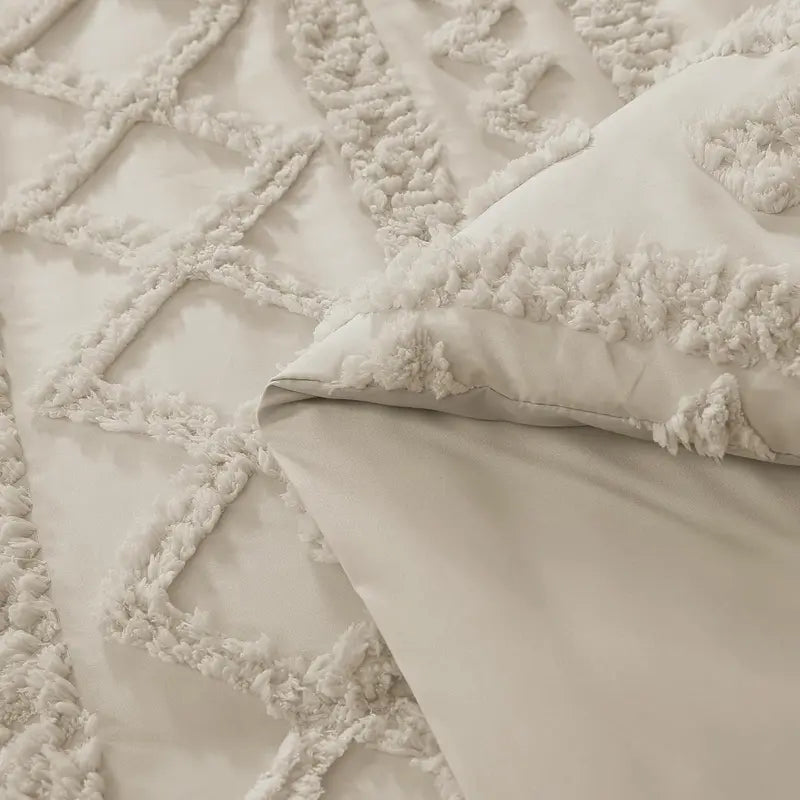Cream Tufted Comforter Set with Matching Shams