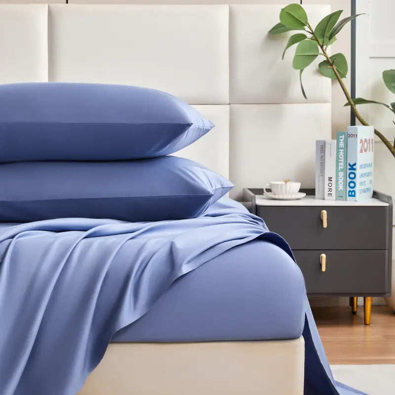 Blue Cotton Sheet Set With Matching Pillowcases