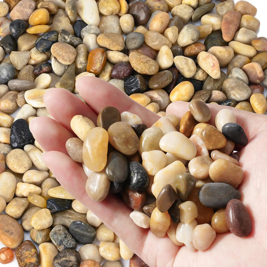 Smooth Polished River Pebbles in Mixed Earth Tones