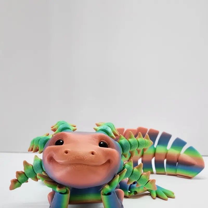 Articulated Axolotl Figurine in Rainbow Metallic Finish