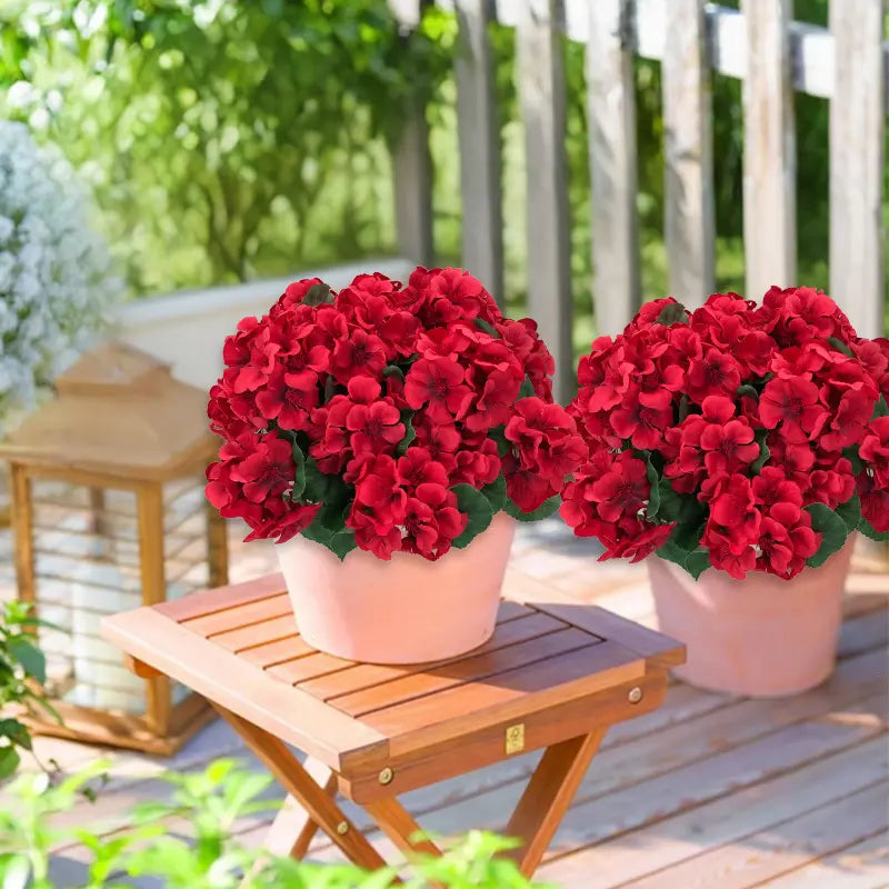 Red Artificial Geranium Flower Stems Bundle