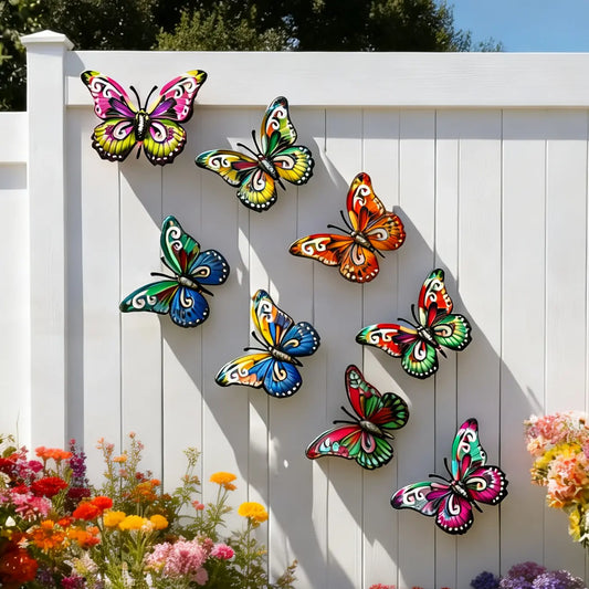 Colorful Metal Butterfly Wall Decorations Set