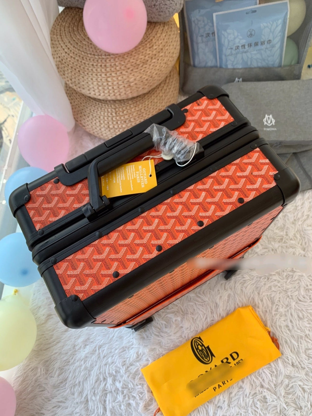 Orange Chevron Pattern Spinner Suitcase Luxury Travel Luggage