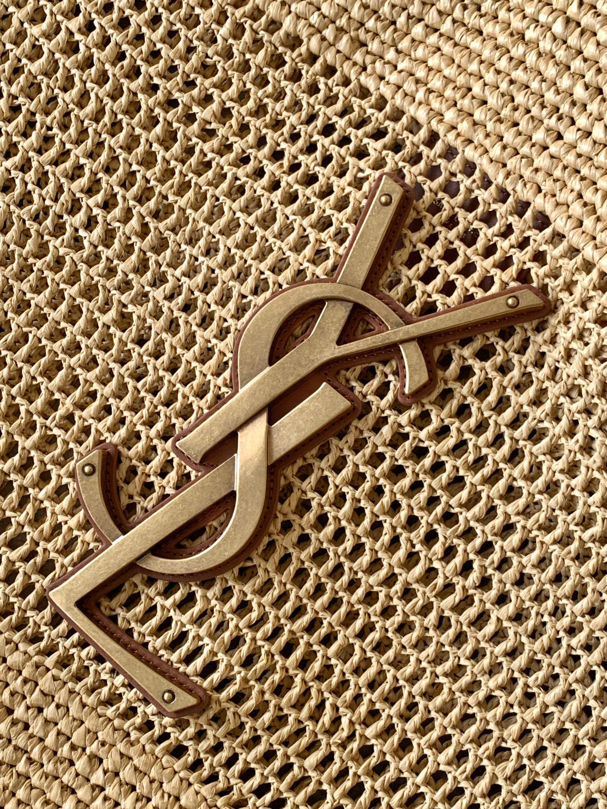 Saint Laurent YSL Raffia Small Panier Tote Bag - Natural Straw