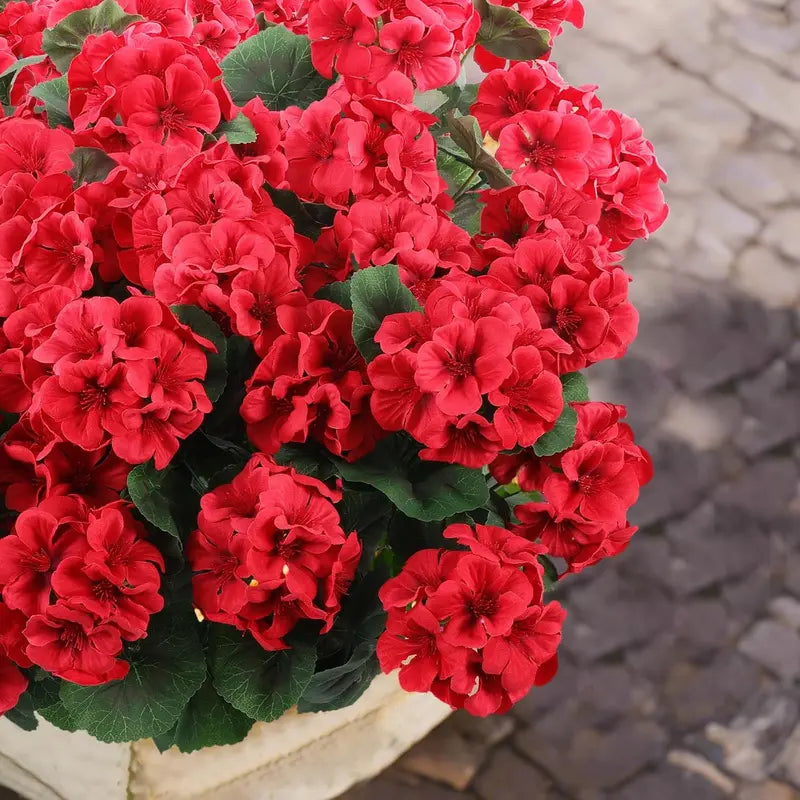 Red Artificial Geranium Flower Stems Bundle