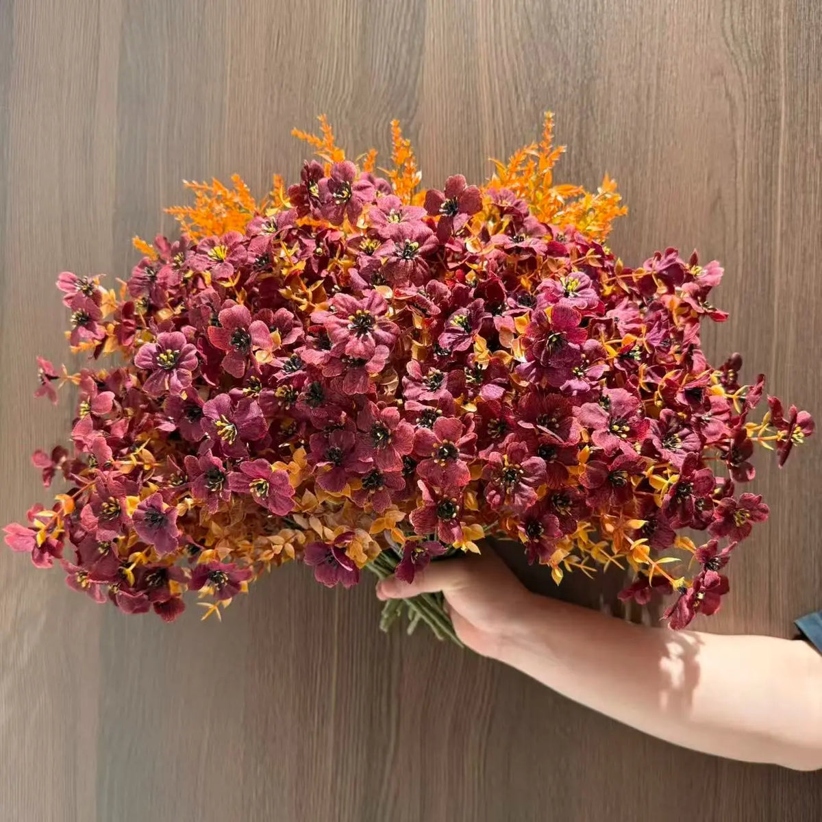 Burgundy and Orange Artificial Flower Stem Bundle