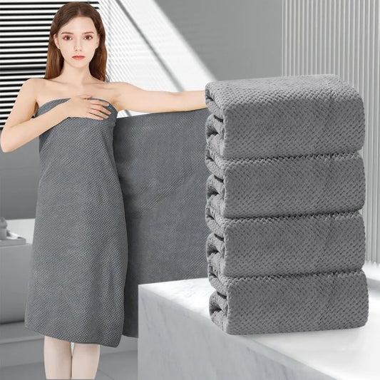 Grey Textured Microfiber Bath Towel Set Of Four