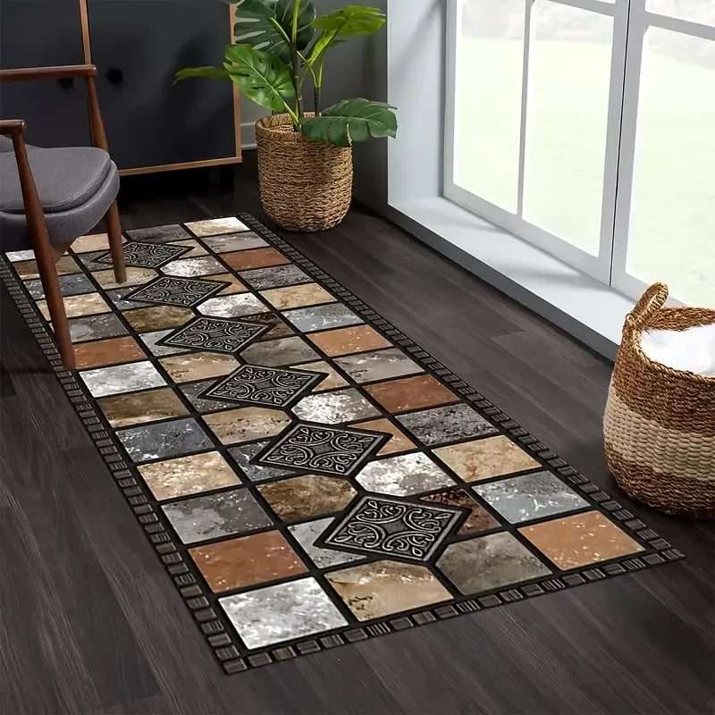 Tile Pattern Kitchen Runner Rug