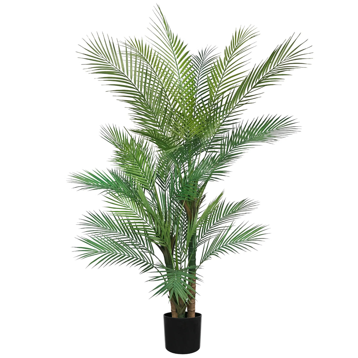 Tall Artificial Palm Tree with Multiple Trunks in Black Pot