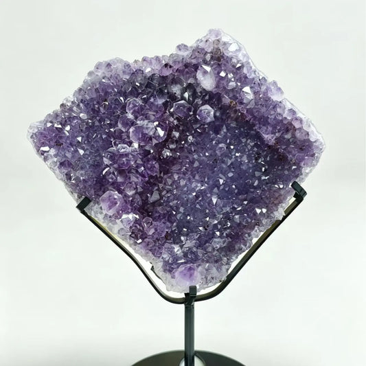 Purple Crystal Cluster Display Piece on Metal Stand