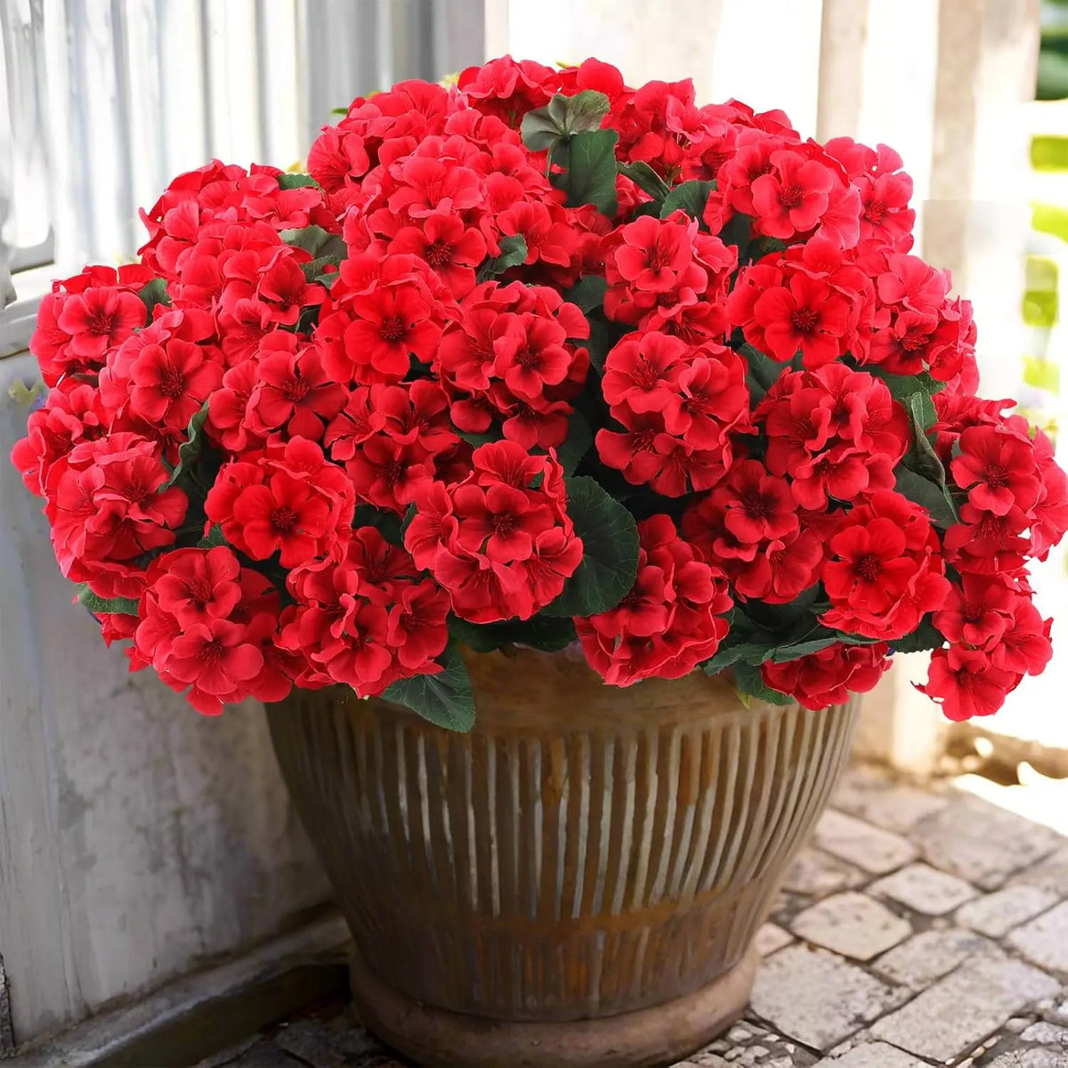 Red Artificial Geranium Flower Stems Bundle