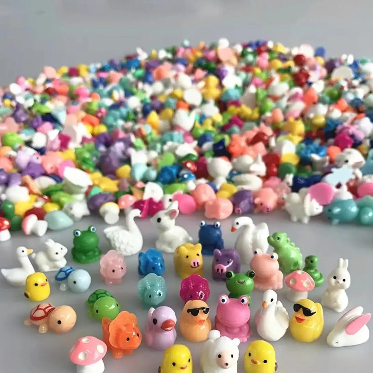 Assorted Miniature Resin Animal and Mushroom Figurines
