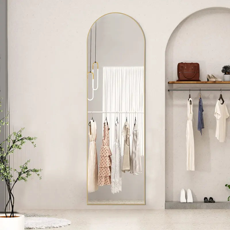 Gold Frame Arched Full Length Floor Mirror