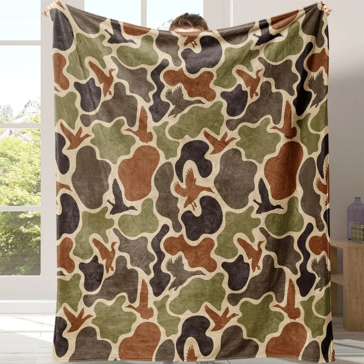 Soft Camouflage Print Flannel Throw Blanket