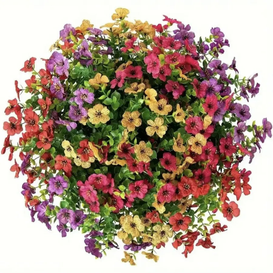Multicolor Faux Flower Stems with Green Foliage